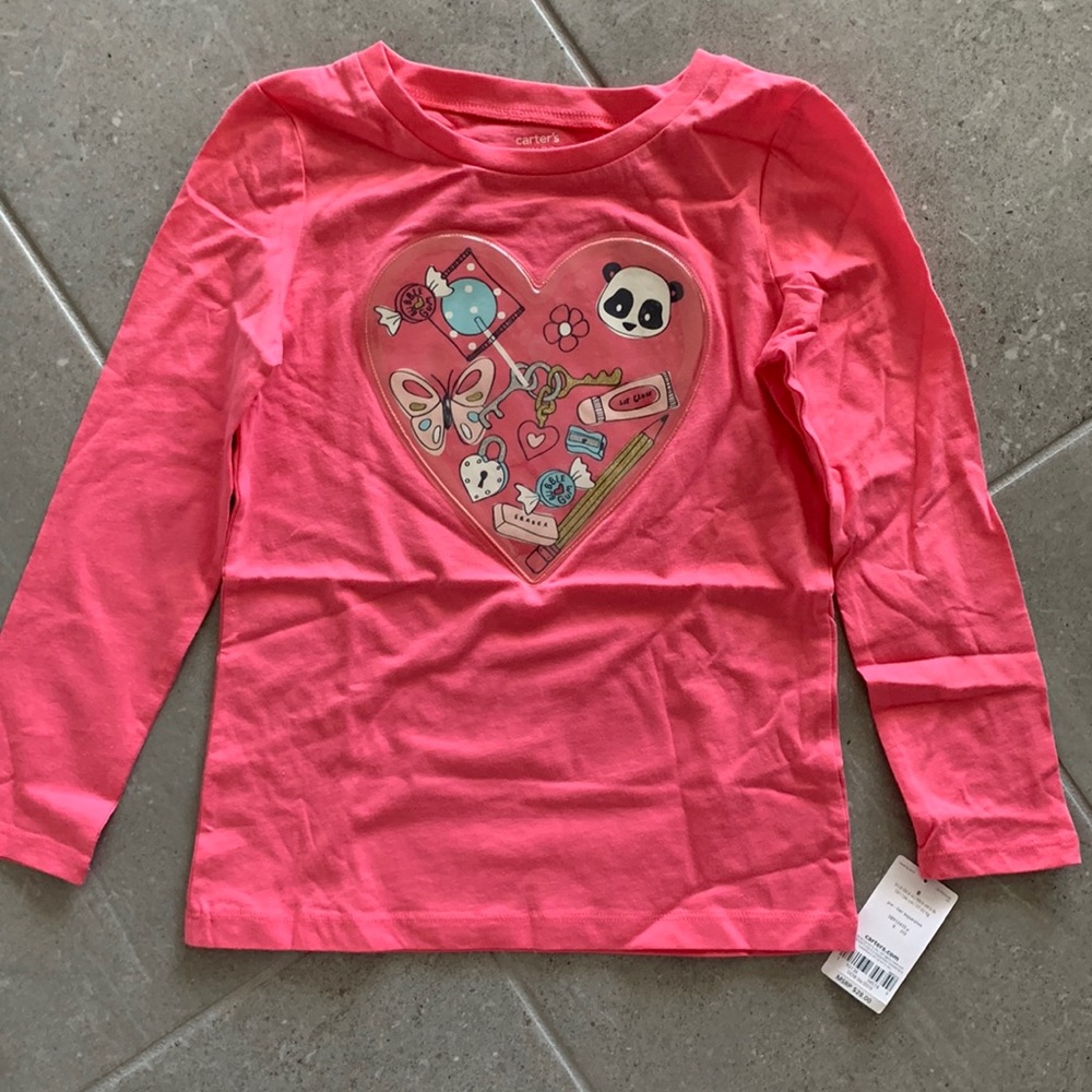 Carter’s Kids Pink Long Sleeve Heart Girly NWT Size 8
